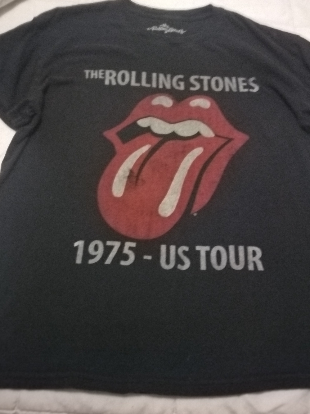 the Rolling Stones Black Short Sleeve Tee with Red Tongue Graphic
